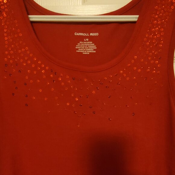 Carroll Reed Red Sleeveless Tank Top Festive Sparkle Size L - Picture 2 of 9